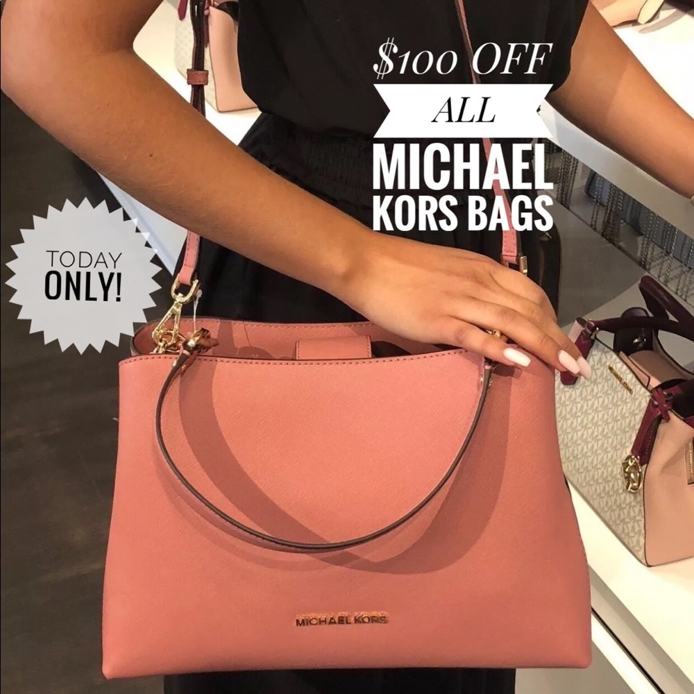 MICHAEL KORS SAFFIANO SATCHEL LEATHER ROSE